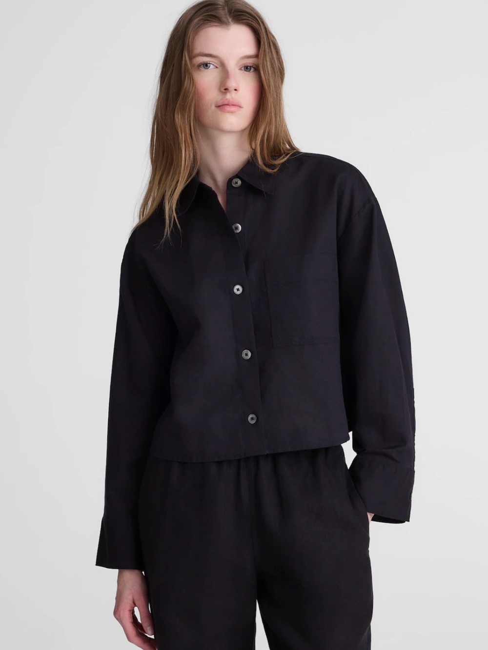 Madewell Straight-Hem Shirt Linen Cotton Blend Black XXS Oversized NWT 2026